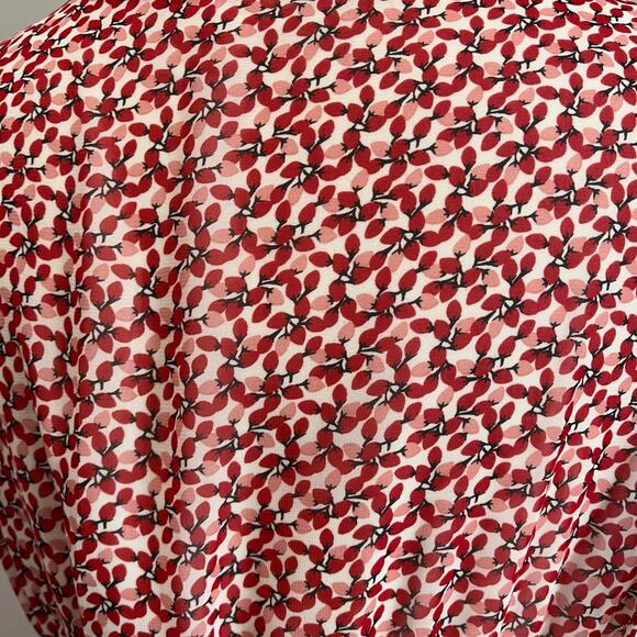 Max Studio Strawberry Print V Neck Flounce Sleeve Midi Dress Size M - Picture 8 of 11